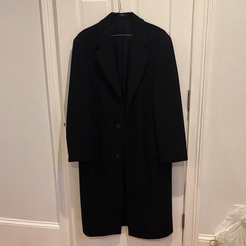 Classic Black Men's Winter Wool Over Coat Claiborne